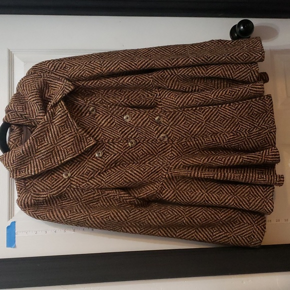 Free People brown 70s print geometic peplum blanket jacket womens 10 - Picture 1 of 12